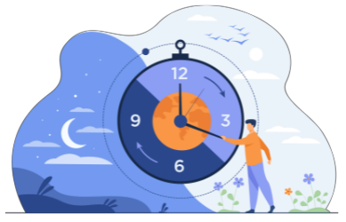 circadian rhythm clock separating night and day sky