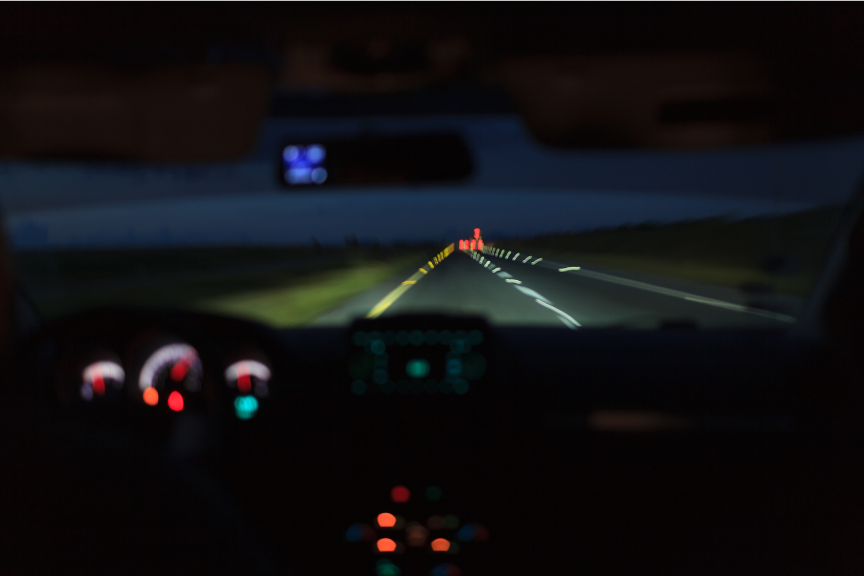 driving in a car at night